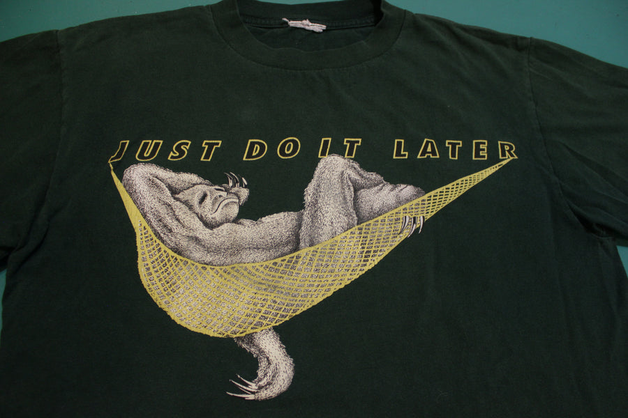 Just Do It Later Sloth Nike Bootleg Vintage Green Hammock 90 S T Shirt Thefuzzyfelt