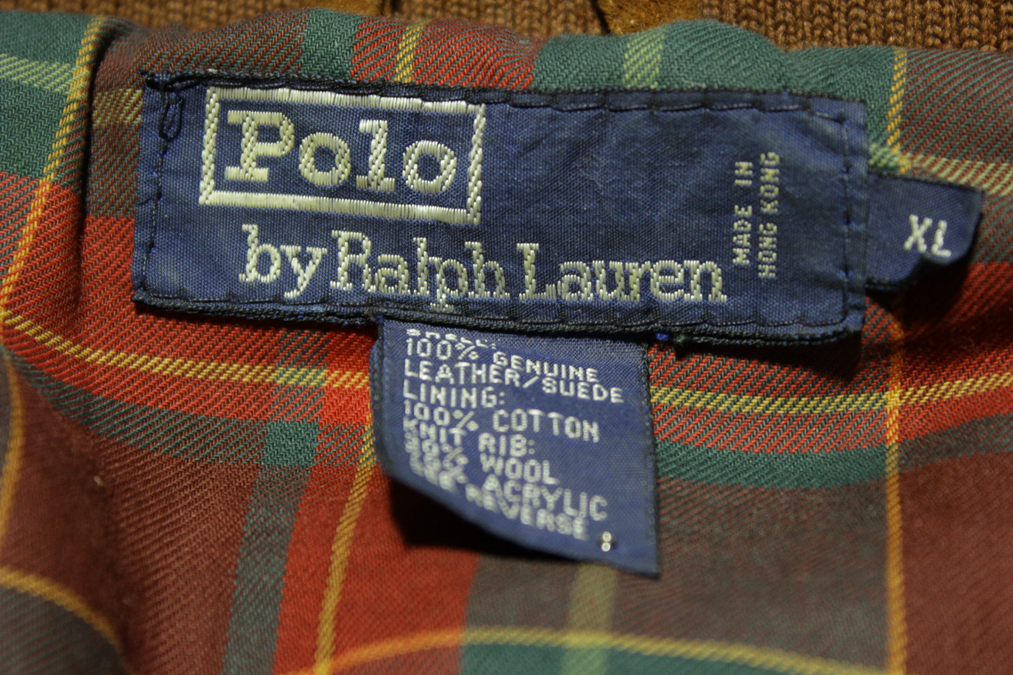 Ralph Lauren Polo Country Brown Vintage Plaid Lined Suede Leather