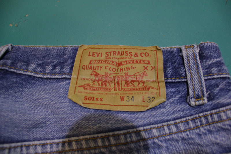 Levis 501 Button Fly 80s Red Tag Made in USA Vintage Blue Denim Jeans ...