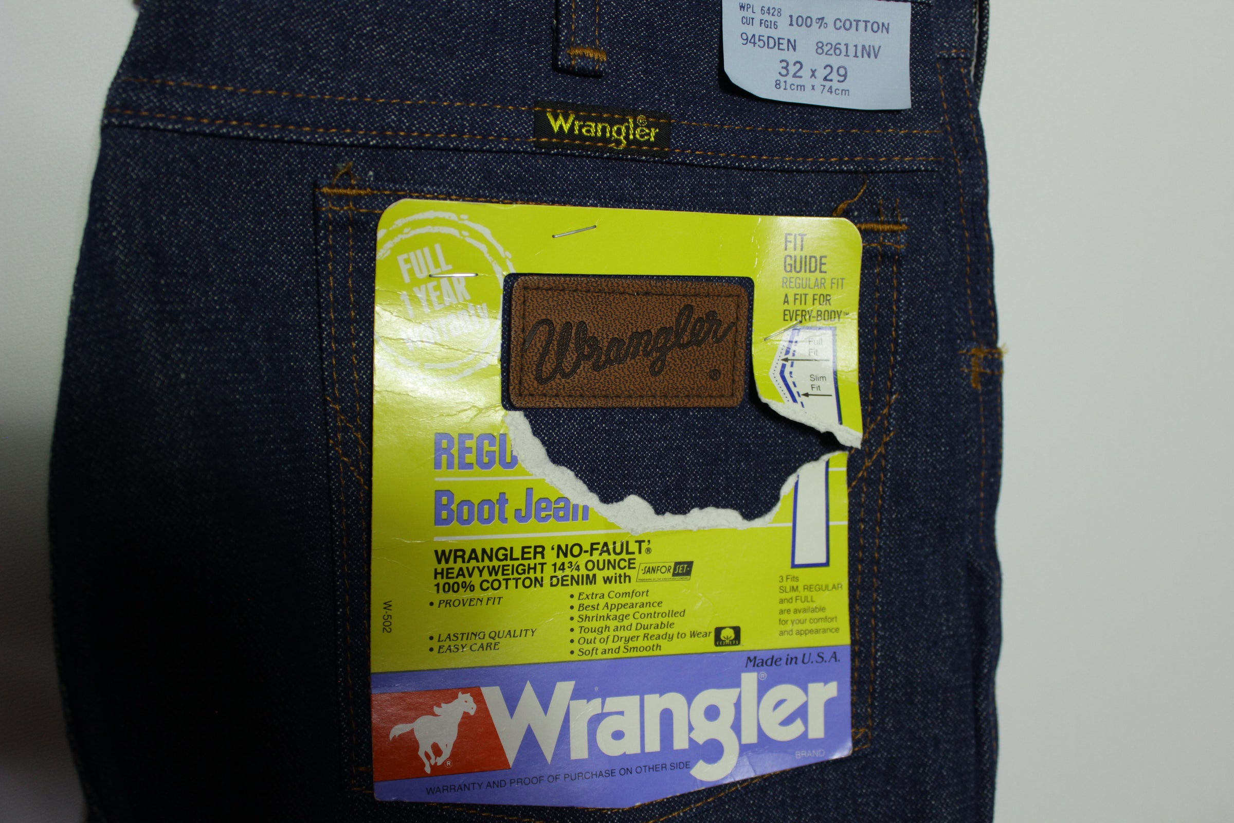 Wrangler 945DEN 82611NV Vintage 70's Deadstock w/ Tags Dark Wash Denim –  thefuzzyfelt