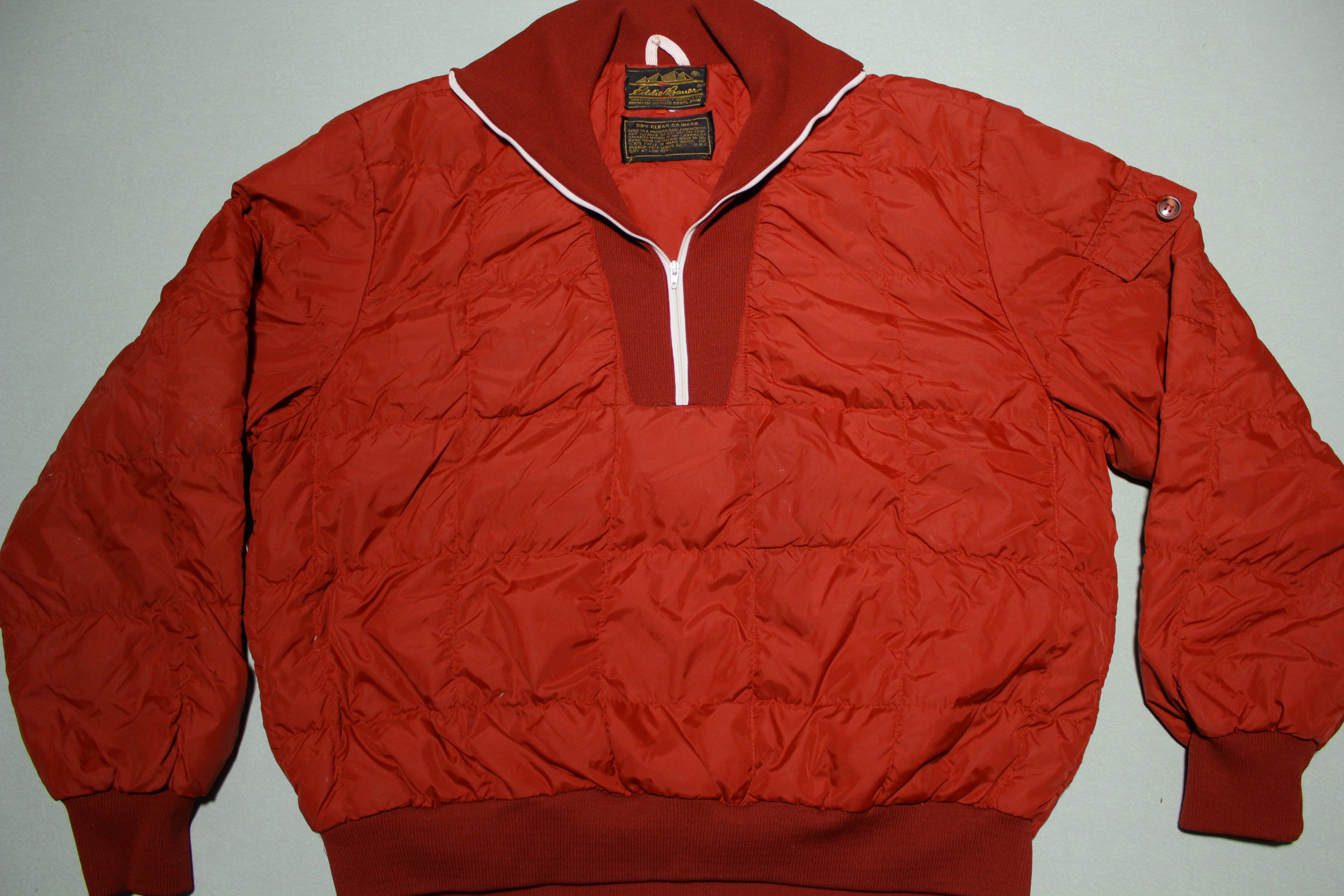 Eddie Bauer Goose Down Quilted 70s 80s Half Zip Pullover Jacket