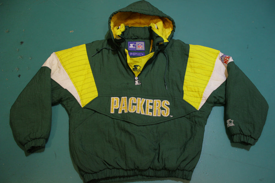 Green Bay Packers 90s Hooded Pullover Puffer Hoodie Starter Vintage Ja Thefuzzyfelt