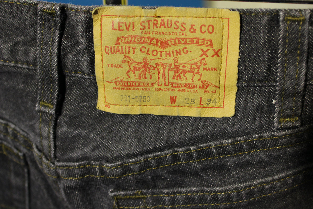 Levis Red Tab Black 701 Made in USA Jeans Vintage 80's Student Fit