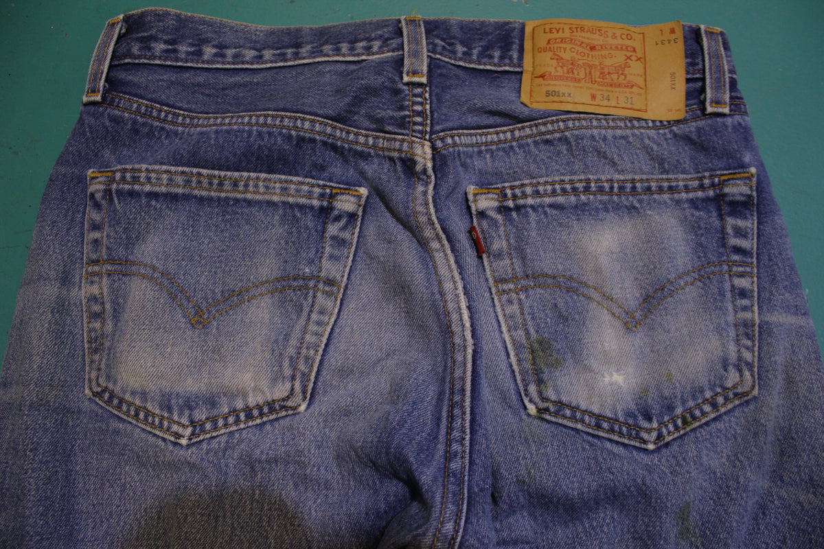 Levis 501 Button Fly 90s Red Tag Made in USA Vintage Blue Denim Jeans –  thefuzzyfelt