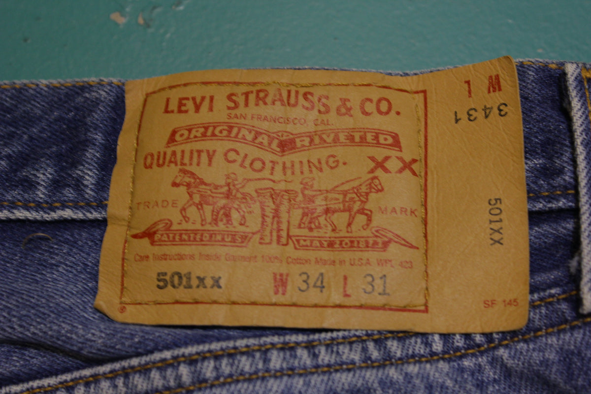 Levis 501 Button Fly 90s Red Tag Made in USA Vintage Blue Denim Jeans –  thefuzzyfelt