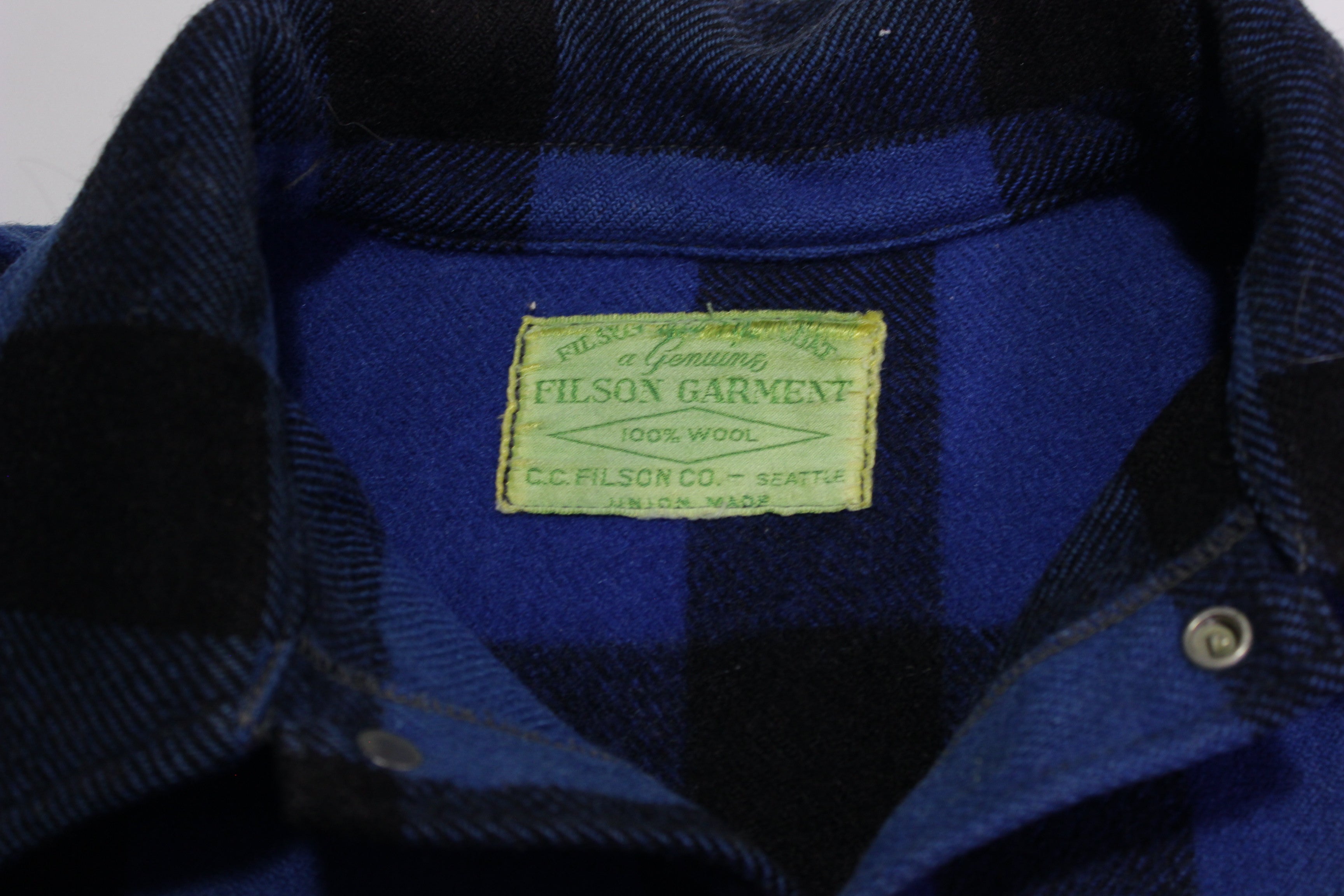 Filson Vintage 50's 60's Cobalt Blue 100% Wool Mackinaw Cruiser 4