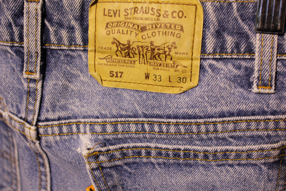 Levis Vintage 80s Orange Tab 517 Faded Denim Jeans Made in USA Men's S ...
