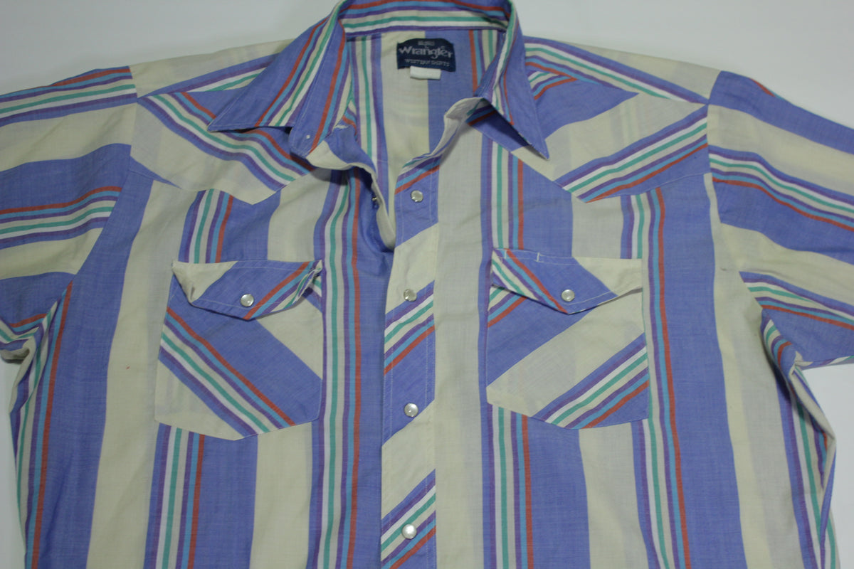 Wrangler Vintage 90's Striped Pearl Snap Western Button Up Shirt –  thefuzzyfelt