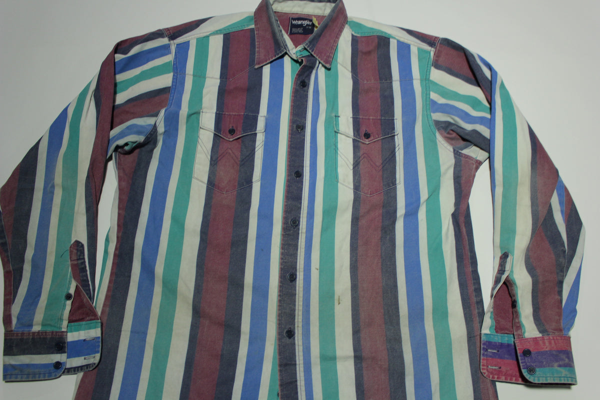 Wrangler Vintage 80's Striped Brush Hopper Western Button Up Heavy Dut –  thefuzzyfelt