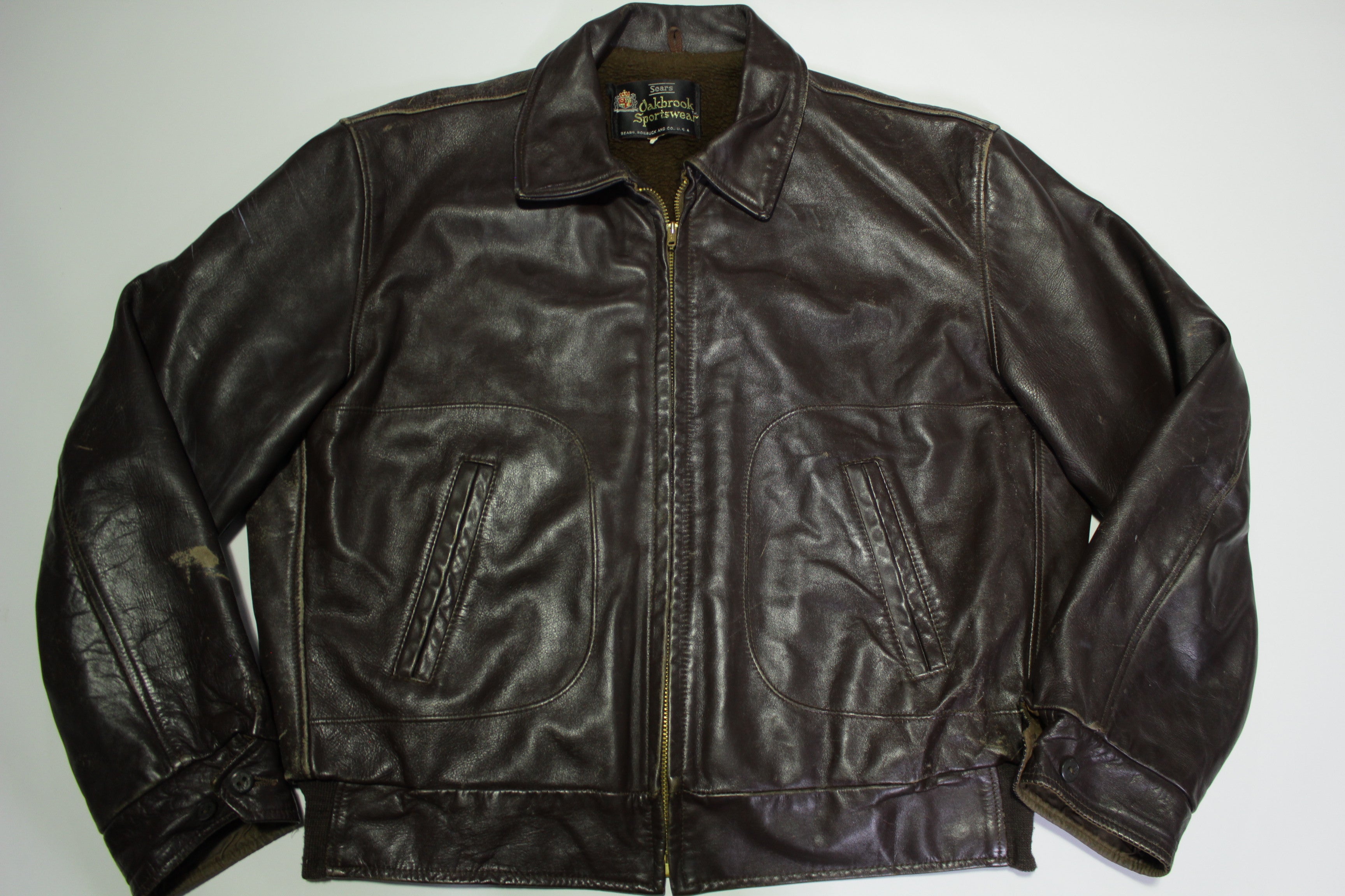 60´SOAKBROOKSPORTSWEARBIKERLEATHERJACKET-