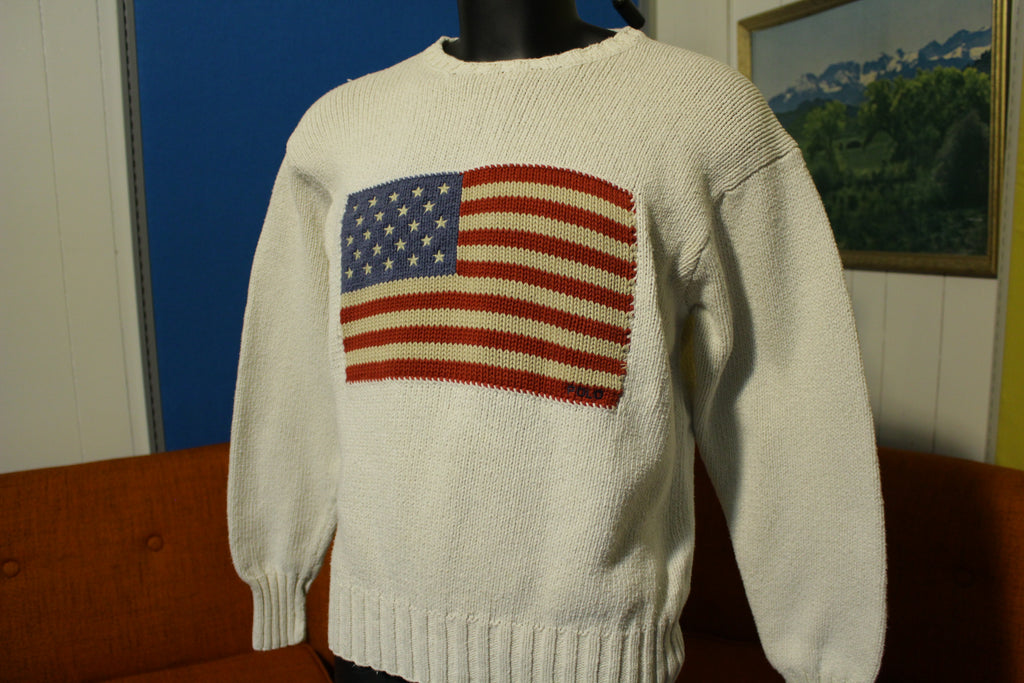 Ralph Lauren Polo Vintage 90's Cotton Knit American US Flag Sweater Me –  thefuzzyfelt