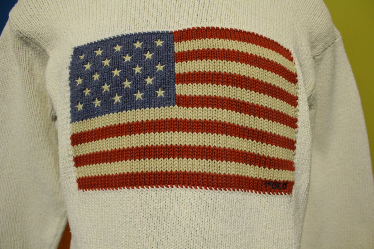 Ralph Lauren Polo Vintage 90's Cotton Knit American US Flag Sweater Me –  thefuzzyfelt