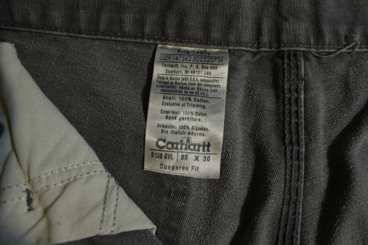 Carhartt B136 GVL 30x29 Washed Duck Work Pants Heavily Distressed Canv ...