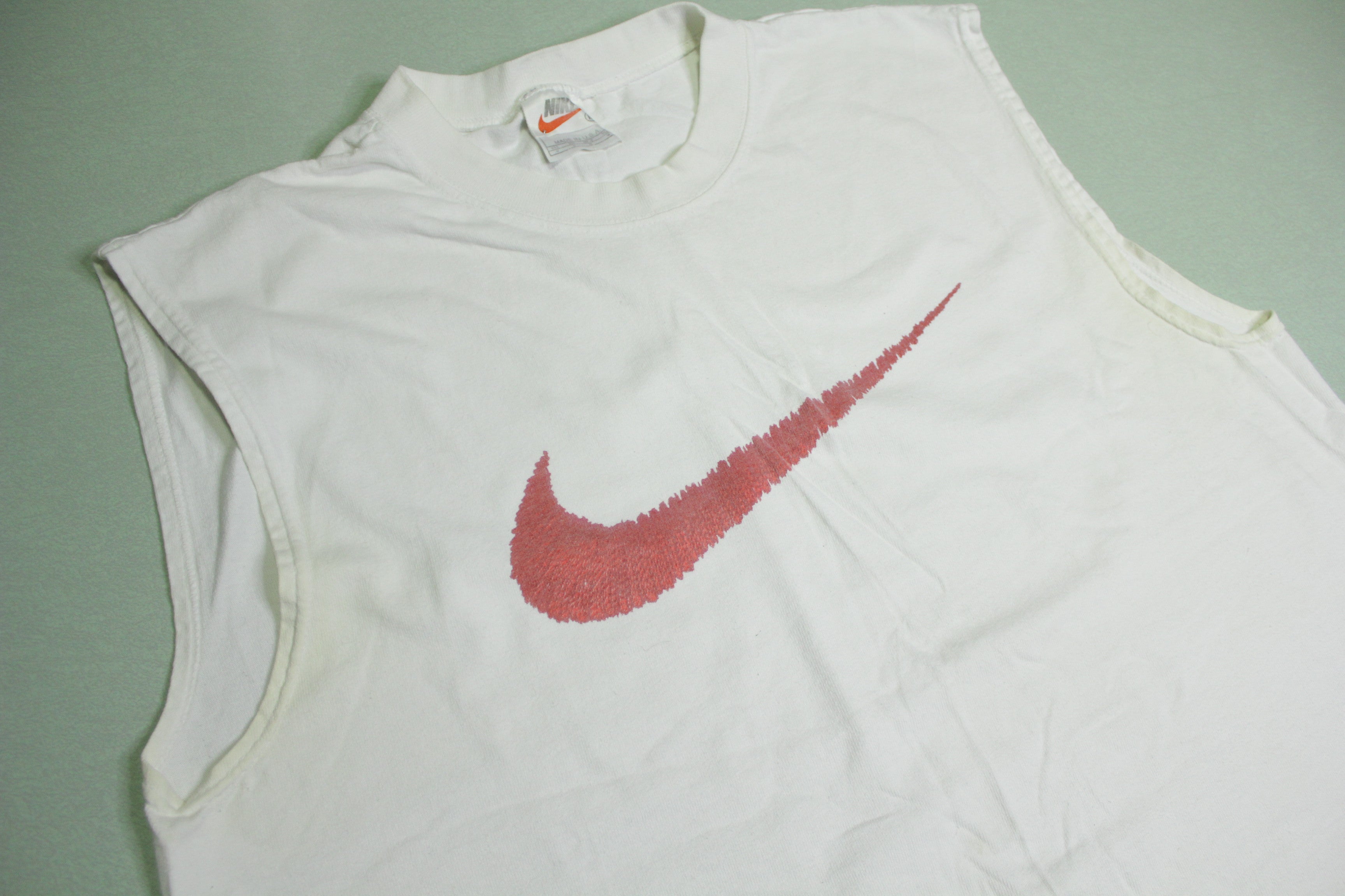 Nike Vintage 90's Made in USA Swoosh Check Mock Collar Cocaine