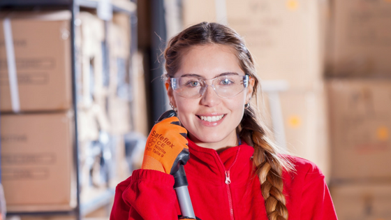 Woman Smiling with Gloves and Goggles. Photo by Pixabay on Pexels.