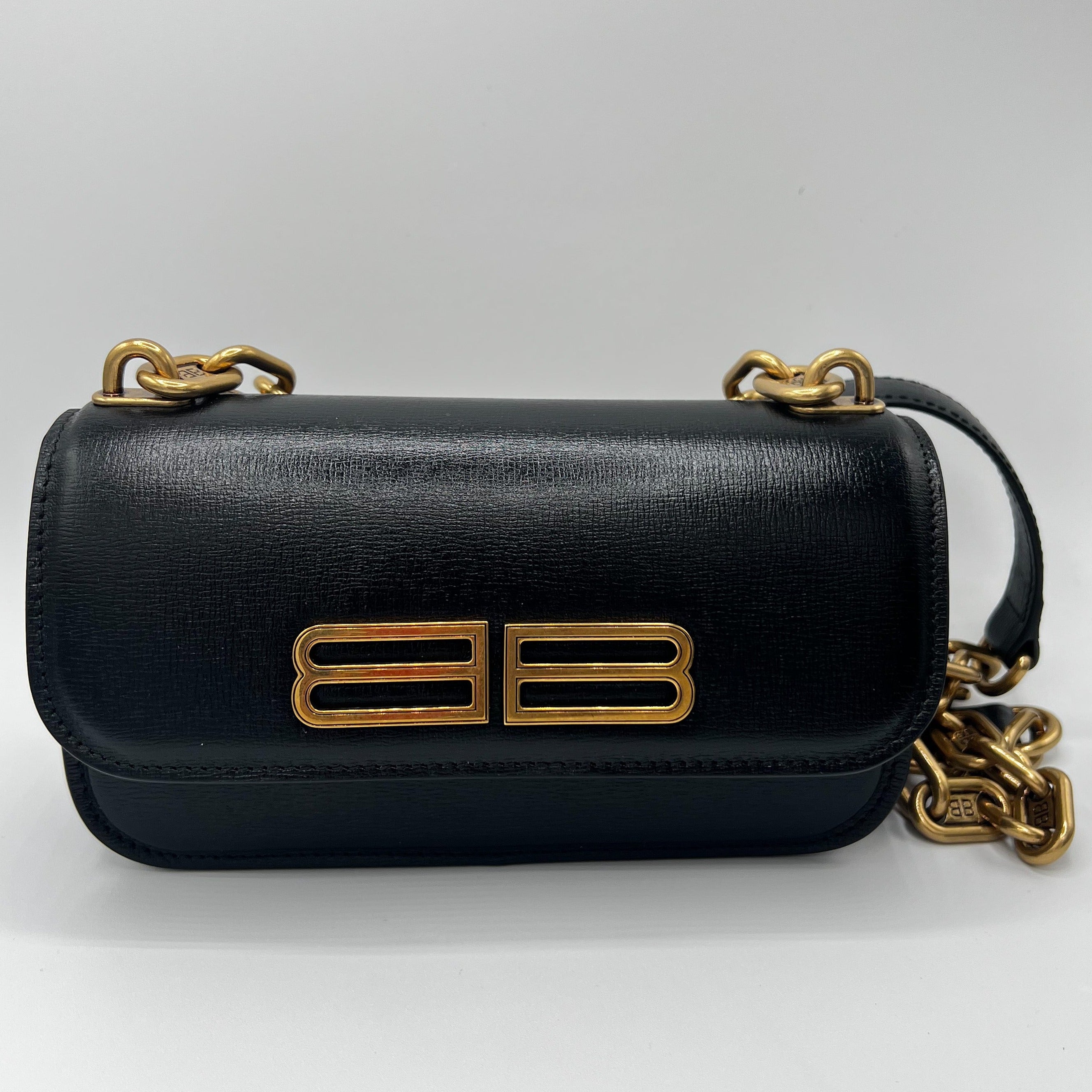 Crush Chain S Hobo Bag  Balenciaga  Black  Leather