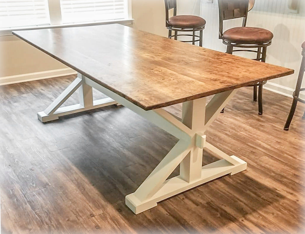 Modern Farmhouse Trestle Style Farm Table Handmade Overlin Designs