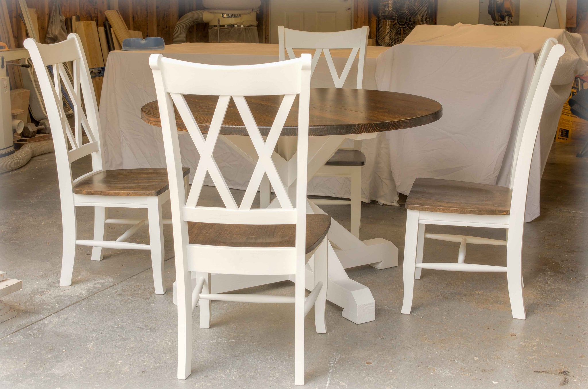 Round Farmhouse Tables Custom Made To Order Shipped To Your Door Overlin Designs