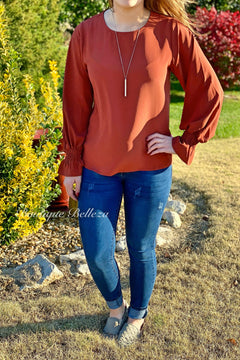 Bubble Sleeve Blouse in Rust