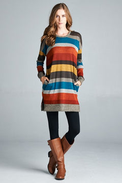 Striped Tunic Top With Hidden Pockets