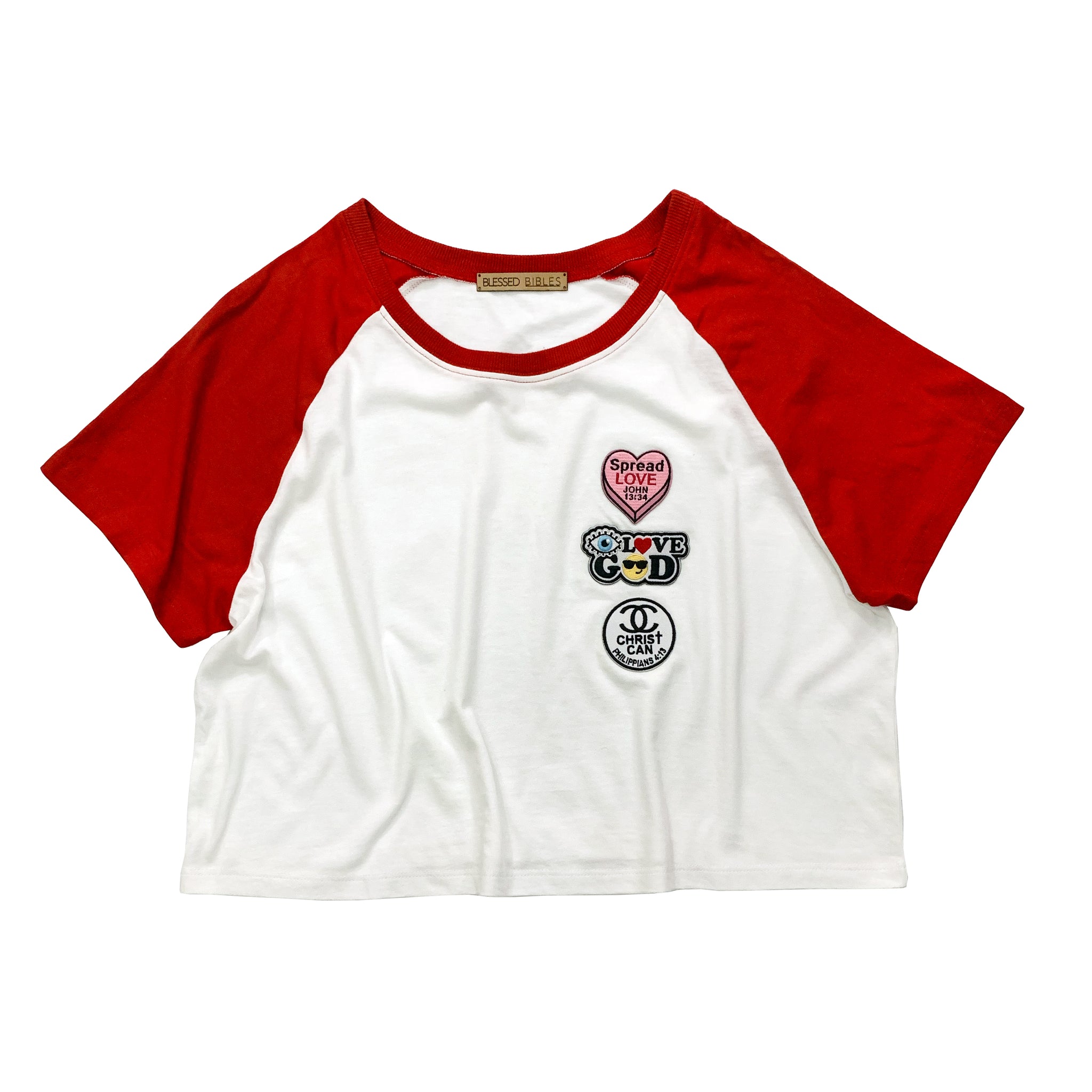 red and white raglan