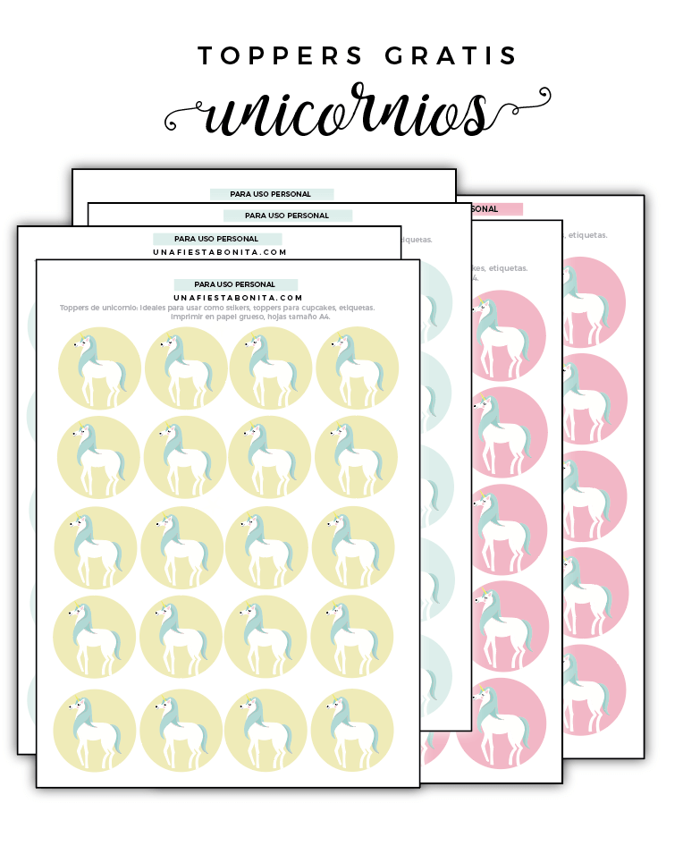 Toppers mulituso unicornio - imprimibles gratis 