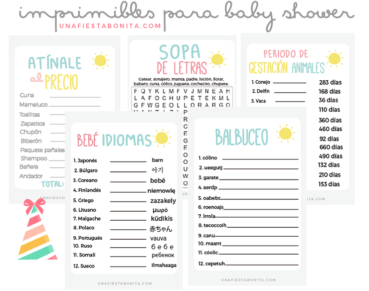 Juegos Para Baby Shower Imprimibles Gratis Una Fiesta Bonita