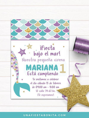 Plantilla de Invitación de Cumpleaños de La Sirenita