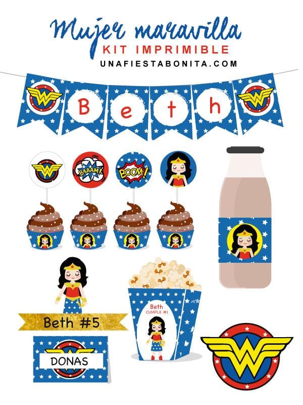 Kit imprimible Mujer maravilla (Wonder Woman) Kit de ...