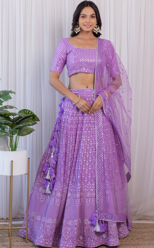 Buy Srishti Embroidered Lehenga Choli Set Purple at Amazon.in