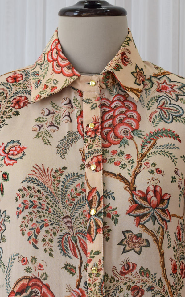 Grey Floral Printed Georgette Shirt – LabelKanupriya