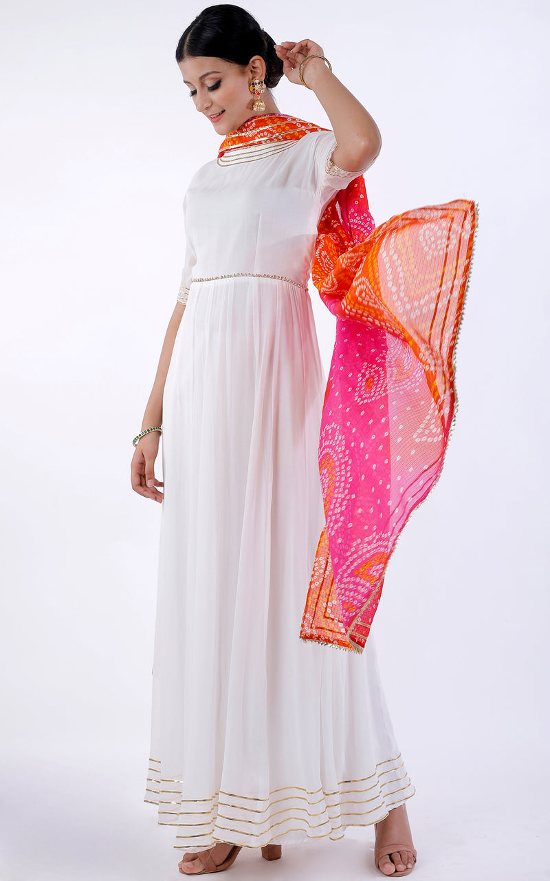 plain white anarkali kurti