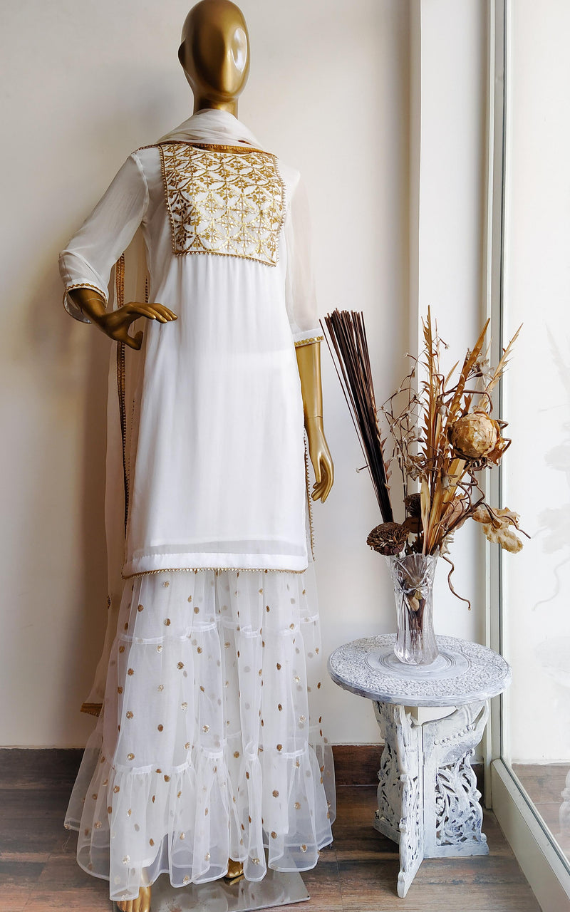 white gharara dress