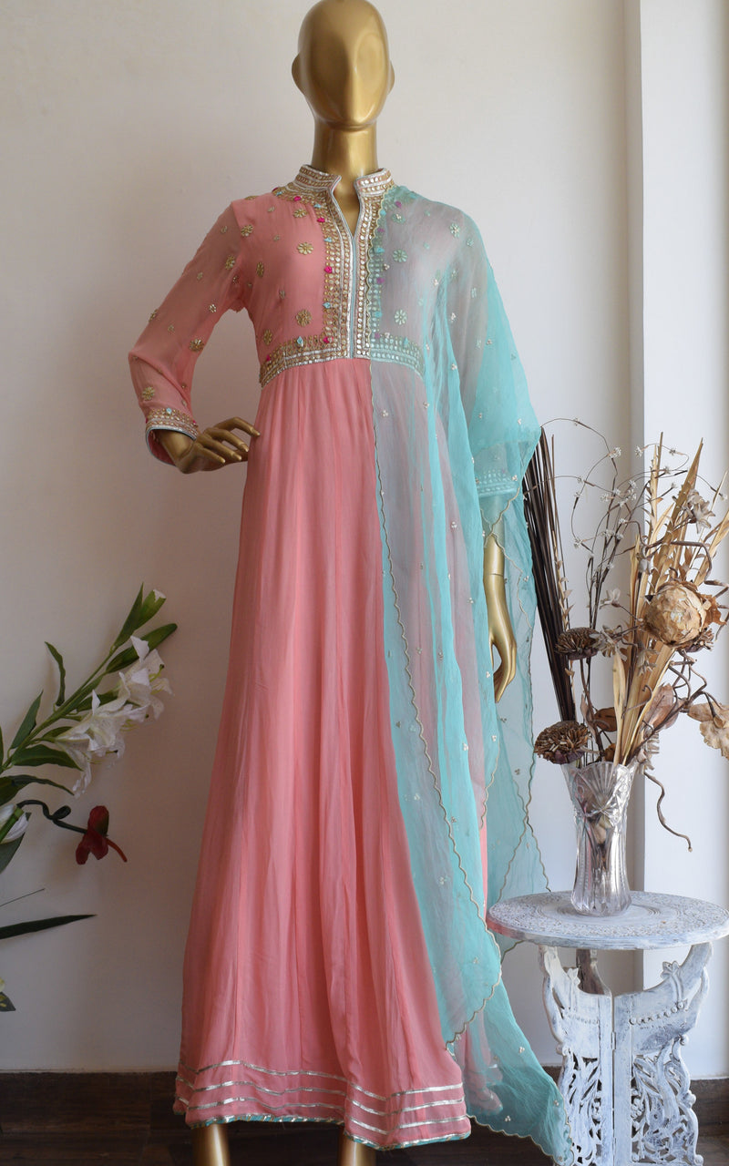 anarkali with gota patti work