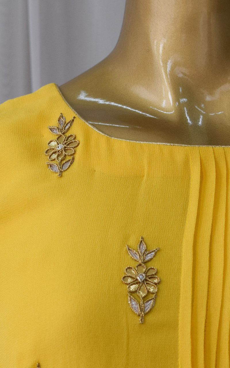 Yellow Frock Style Gota Patti Sharara Set – LabelKanupriya