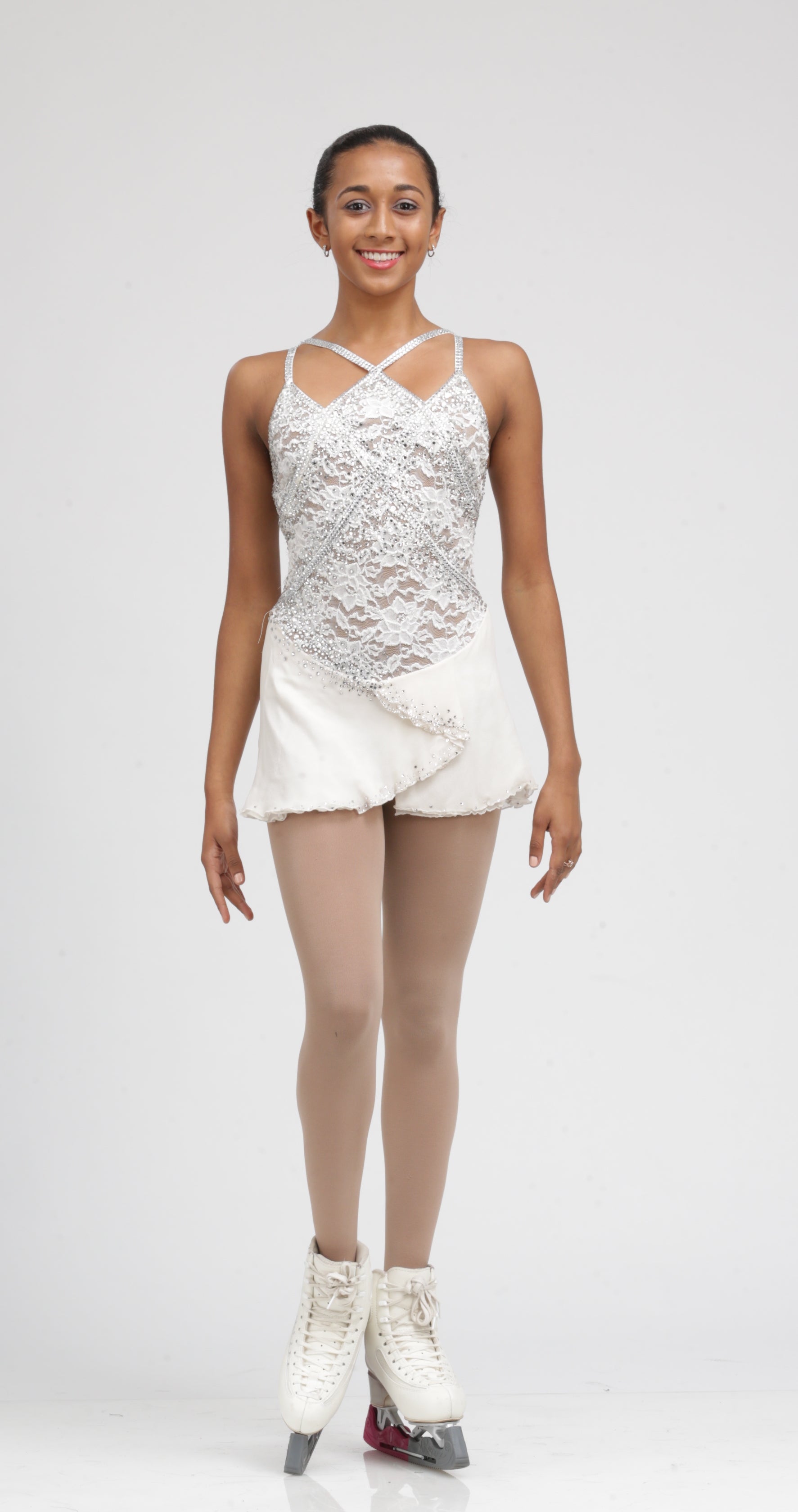 IceDress Figure Skating Outfit - Thermal - IceDress (White with Coral)