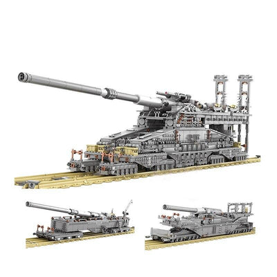 Heavy Gustav Railway Gun WW2 3846 Pieces 3 Soldiers