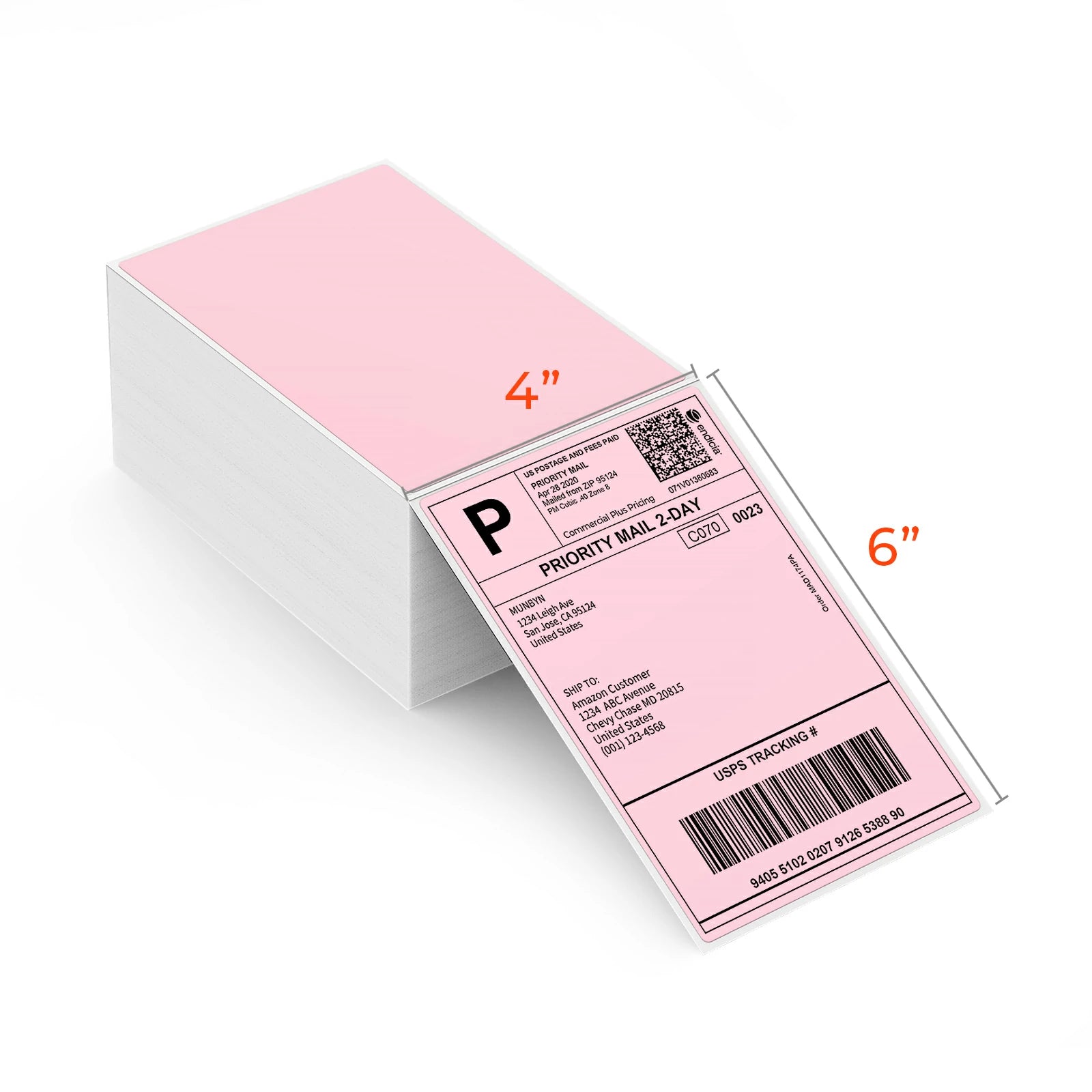 MUNBYN 4x6 Fan-fold Pink Direct Thermal Shipping Labels
