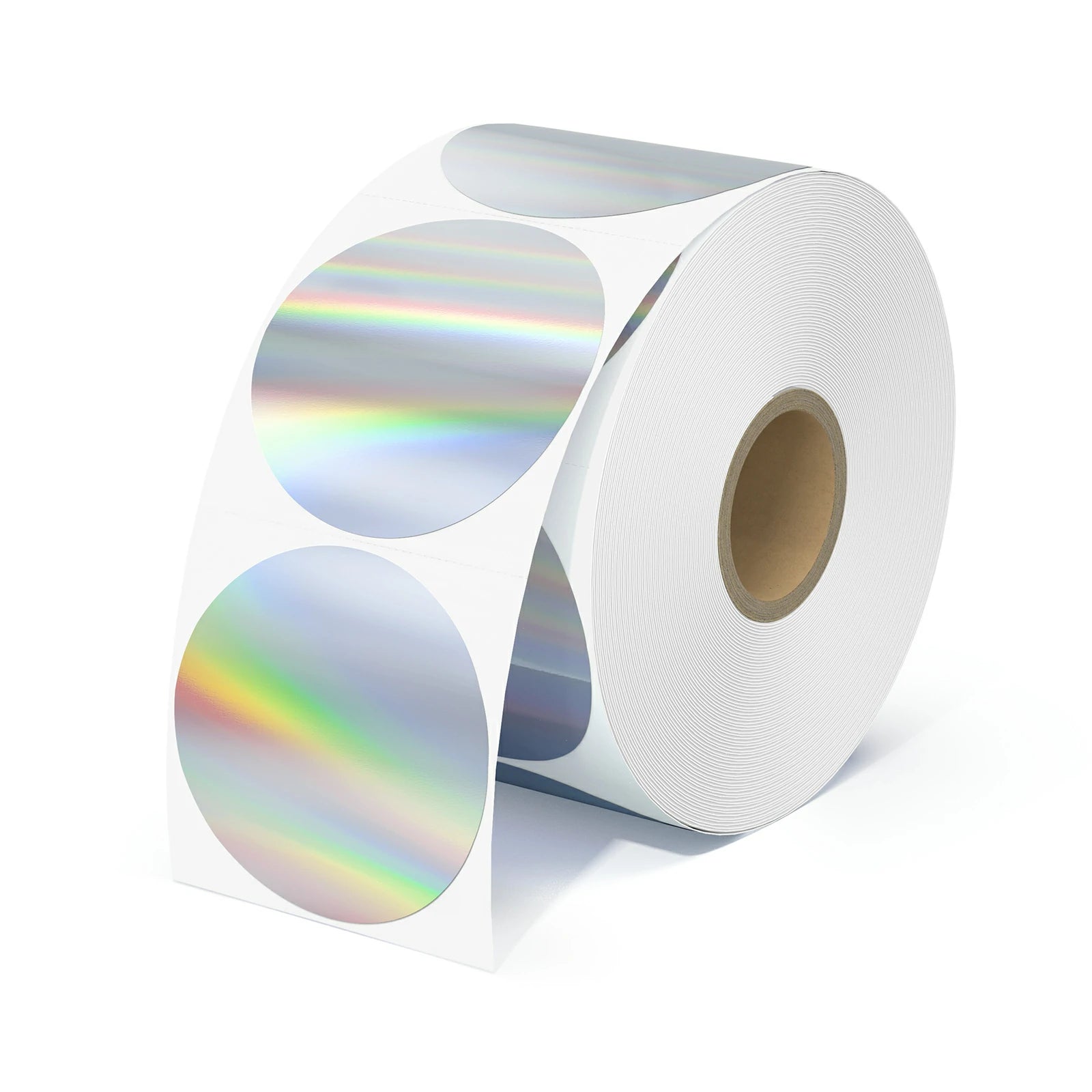 2x2 inch holographic silver round labels