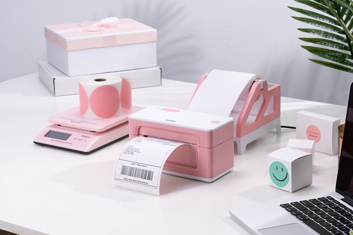 MUNBYN pink shipping label printer