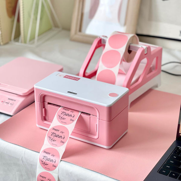 Use a MUNBYN sticker label printer to print custom Mother's Day stickers.