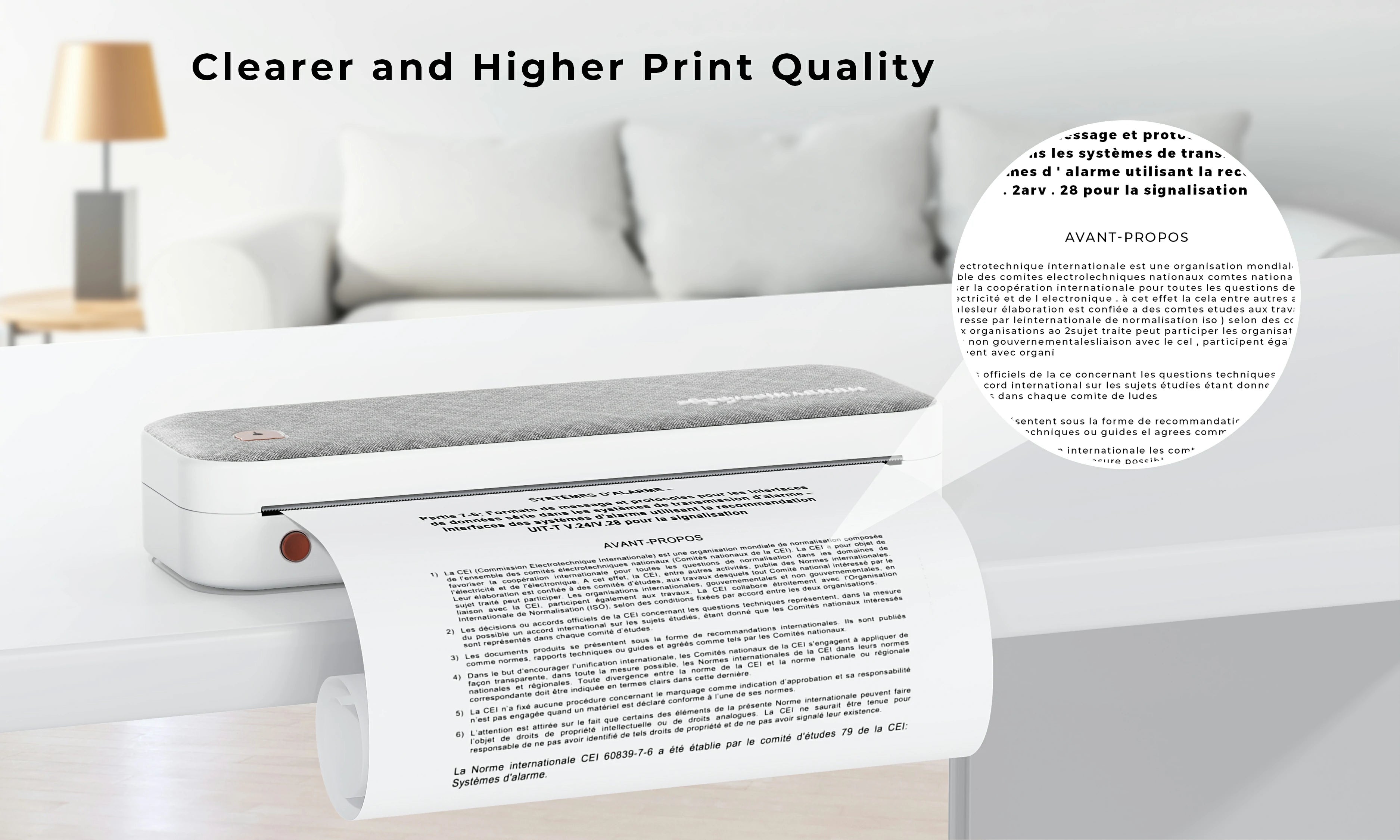 MUNBYN A4 portable printer produces high-quality prints with a resolution of 203 dpi.