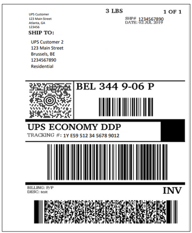 UPS shipping label