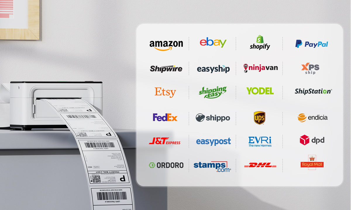 The Thermal Label Printer P941 flawlessly accommodates shipping labels from various platforms and carriers.