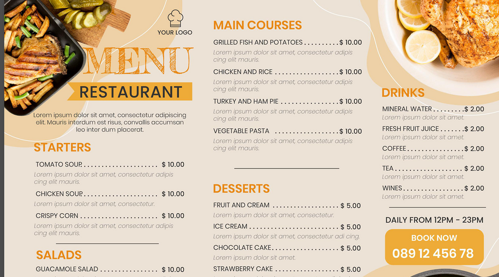 Improve your own menu based on the most popular local menus.