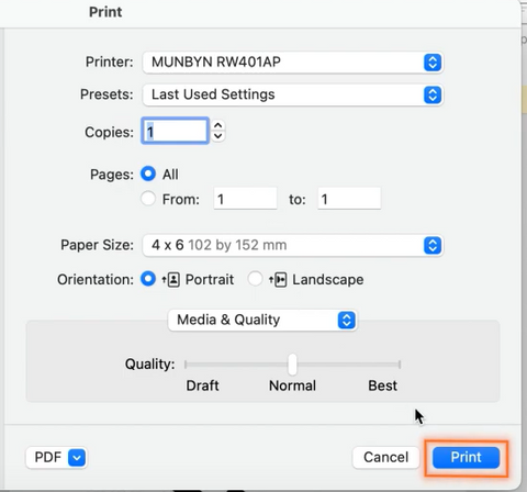 Choose your desired settings, and click the "Print" button to start printing.