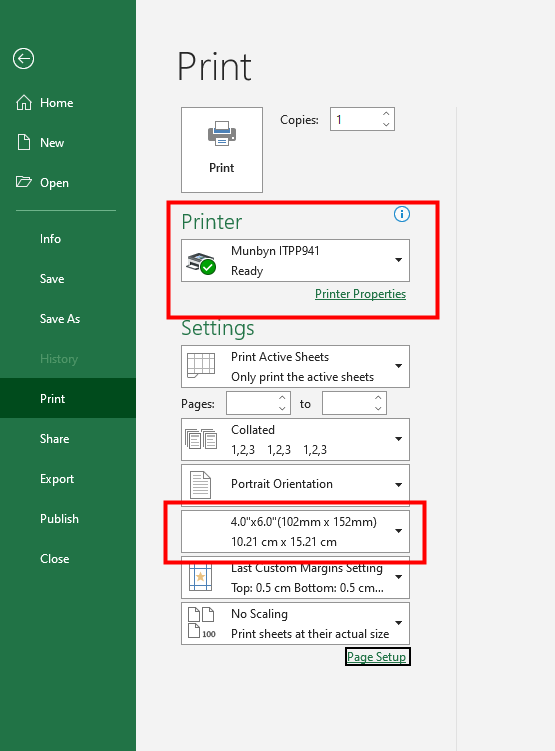 select the paper size to Print Address Labels from Excel with 4''x6'' Thermal Shipping Labels
