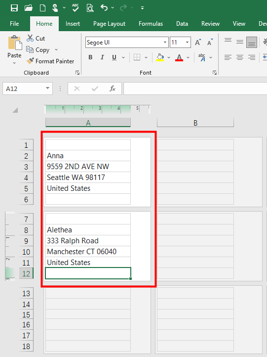 enter content to print Address Labels from Excel with 2.25''x1.25'' Thermal Sticker Labels