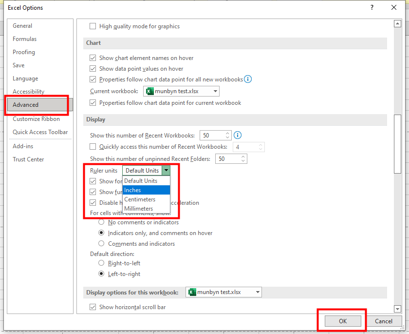 change the units to Print Address Labels from Excel with 2''x2'' Thermal Sticker Labels