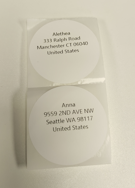 examples of 2" Address Labels